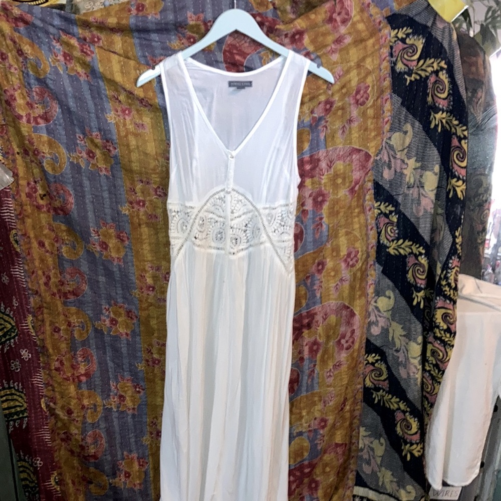 Kendall and Kylie white lace midriff maxi dress